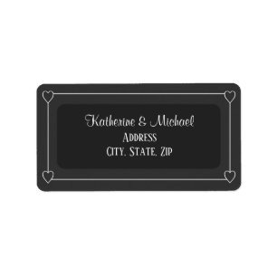 Romantische Herzen Moderne dunkelgraue einfache Ho Adressaufkleber