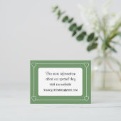 Romantische Herzen Moderne grüne und weiße Hochzei Begleitkarte (Stehend Vorderseite)