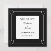Romantische Herzen Modernes Black Simple Wedding F Save The Date (Rückseite)