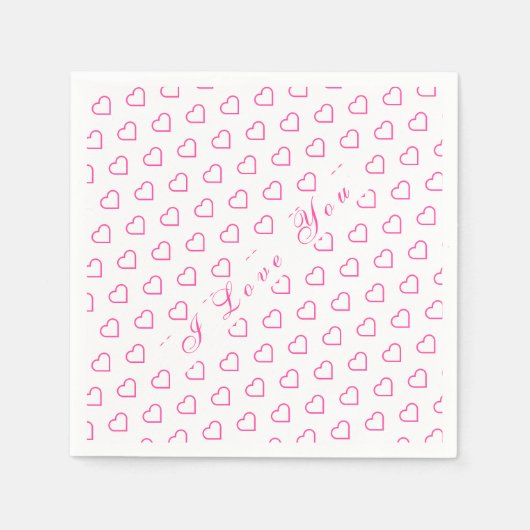 Romantische Herzen Napkins mit Text - I Liebe You Serviette (Vorderseite)