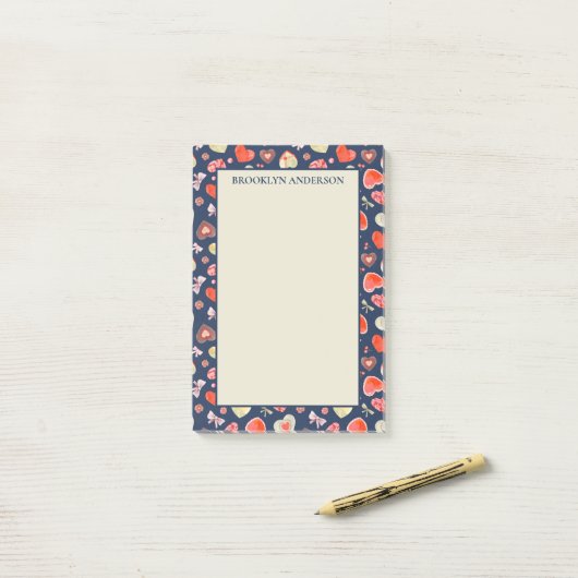 Romantische Herzen Post-it Klebezettel (Auf Schreibtisch)