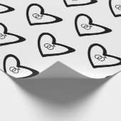 Romantische Herzen Rings Black Pattern Wedding Bri Geschenkpapier (Ecke)