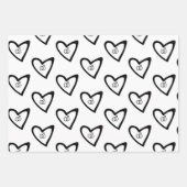 Romantische Herzen Rings Black Pattern Wedding Geschenkpapier Set (Vorderseite 3)