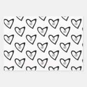 Romantische Herzen Rings Black Pattern Wedding Geschenkpapier Set (Vorderseite)