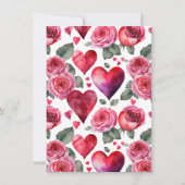 Romantische Herzen & Rose Abendessen am Valentinst Einladung (Rückseite)