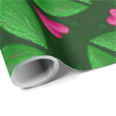 Romantische Herzen und Blätter - grün und rosa Geschenkpapier (Rolleneckpunkt)