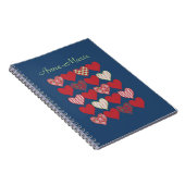 Romantische Herzen und Rose auf Blue Spiral Notebo Notizblock (Rechte Seite)