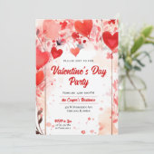 Romantische Herzen | Valentinstag - Party Einladung (Stehend Vorderseite)