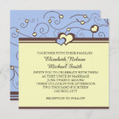 Romantische Herzen Wirbel Blauer Hochzeitstag Einl Einladung (Vorne/Hinten)