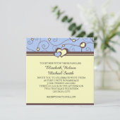 Romantische Herzen Wirbel Blauer Hochzeitstag Einl Einladung (Stehend Vorderseite)