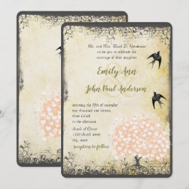 Romantische Herzenleder Rosa Tree Love Bird Weddin Einladung
