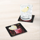 Romantische, herzförmige Flamme für Hochzeiten Rechteckiger Pappuntersetzer (Vor Ort)