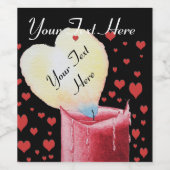 Romantische, herzförmige Flamme für Hochzeiten Weinetikett (Einzelnes Label)