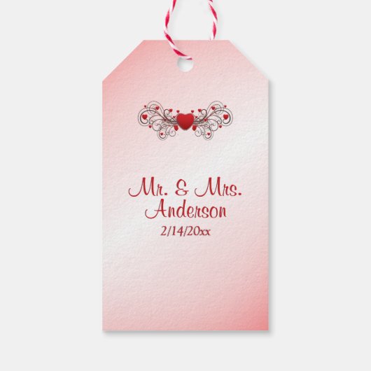 Romantische Herzhochzeit Geschenkanhänger (Rückseite)