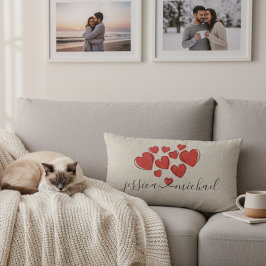 Romantische Herzklopfe Individuelle Namen Pillow f Lendenkissen