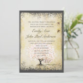 Romantische Herzlaken Rosa Tree Love Bird Wedding  Einladung (Stehend Vorderseite)