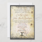 Romantische Herzlaken Rosa Tree Love Bird Wedding  Einladung (Vorderseite)