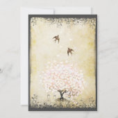 Romantische Herzlaken Rosa Tree Love Bird Wedding  Einladung (Rückseite)