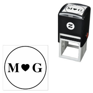 Romantische Herzmonogramm-Briefmarke zur Selbstfär Permastempel