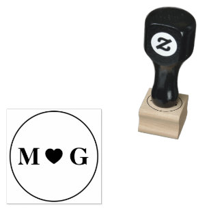 Romantische Herzmonogramm Holzkunst Briefmarke für Gummistempel