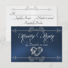 Romantische Herzrolle - Blau RSVP Karte