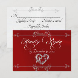Romantische Herzrolle - Rot RSVP Karte