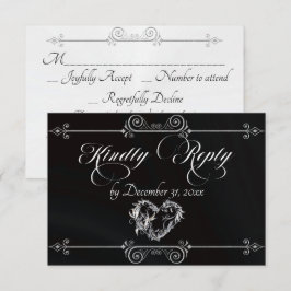 Romantische Herzrolle - Schwarz RSVP Karte