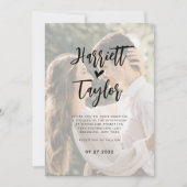 Romantische Herzschrift 2 Foto QR Code Hochzeit Einladung (Vorderseite)