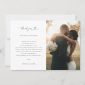 Romantische Herzschrift Minimalistisch 2 Foto Hoch Dankeskarte (Vorderseite)