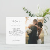 Romantische Herzschrift Minimalistisch 2 Foto Hoch Dankeskarte (Stehend Vorderseite)