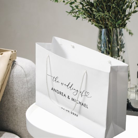 Romantische Herzschrift Minimalistisch der Hochzei Große Geschenktüte