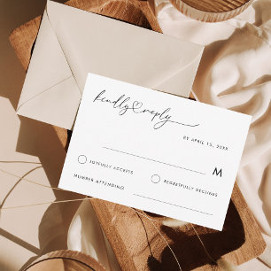 Romantische Herzschrift Minimalistisch Elegante Ho RSVP Karte
