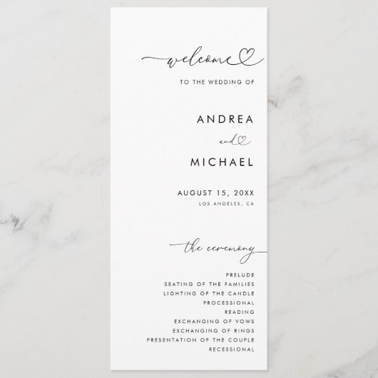 Romantische Herzschrift Minimalistisch Moderne Hoc Programm (Vorderseite)