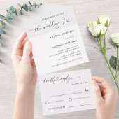 Romantische Herzschrift Minimalistisch White Weddi All In One Einladung