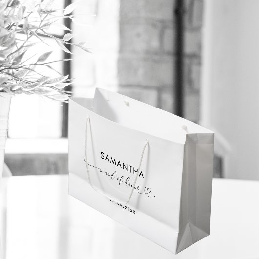 Romantische Herzschrift Minimalistische Trauzeugin Große Geschenktüte