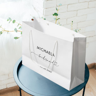 Romantische Herzschrift White Minimalistisch Bride Große Geschenktüte