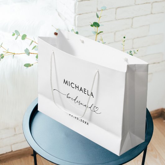 Romantische Herzschrift White Minimalistisch Bride Große Geschenktüte