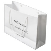 Romantische Herzschrift White Minimalistisch Bride Große Geschenktüte (Vorderseite Schrägansicht)