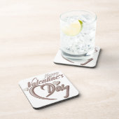 Romantische Herzvalentiner Tagesskripttypografie Getränkeuntersetzer (Rechte Seite)