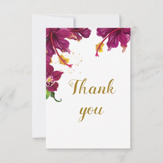 Romantische Hibiskus Blume botanisch Dankeskarte (Vorderseite)