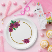 Romantische Hibiskus Blume botanisch Pappteller (Party)