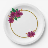 Romantische Hibiskus Blume botanisch Pappteller (Vorderseite)