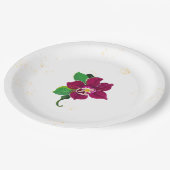 Romantische Hibiskus Blume botanisch Pappteller (Schrägansicht)