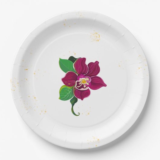 Romantische Hibiskus Blume botanisch Pappteller (Vorderseite)