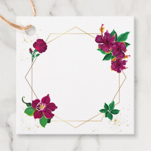 Romantische Hibiskus Blume geometrische Gefallen T Geschenkanhänger (Vorderseite)