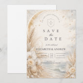 Romantische himmlische Strandhochzeit Save The Date (Vorne/Hinten)
