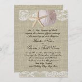 Romantische Hochzeit am Strand der Muschel Lace an Einladung (Vorne/Hinten)