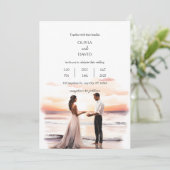 Romantische Hochzeit am Strand Einladung (Stehend Vorderseite)