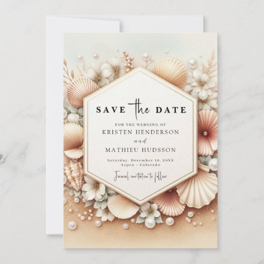 Romantische Hochzeit am Strand Save The Date (Vorderseite)
