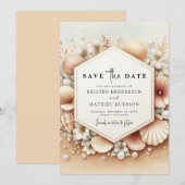 Romantische Hochzeit am Strand Save The Date (Vorne/Hinten)